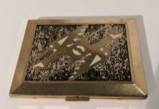 Richard Hudnut Thunderbirds 14k Gold Plated Vintage Compact Case With Makeup