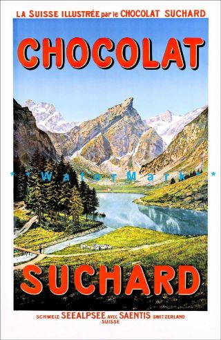 Suchard Chocolate 1910 Switzerland Vintage Poster Print Travel Swiss Alps