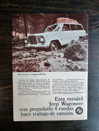 Vintage 1965 Jeep Wagoneer Spanish Espanol Full Page Ad Rare
