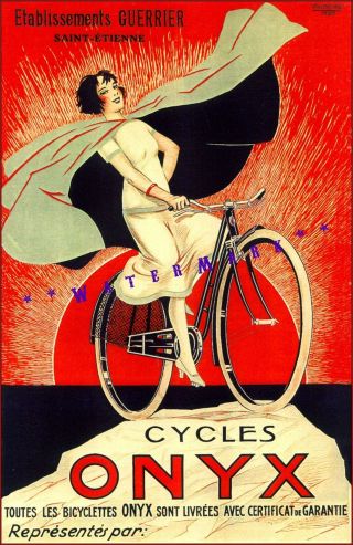 Cycles Onyx 1925 French Bicycle Art Vintage Poster Print Retro Bicycle Art