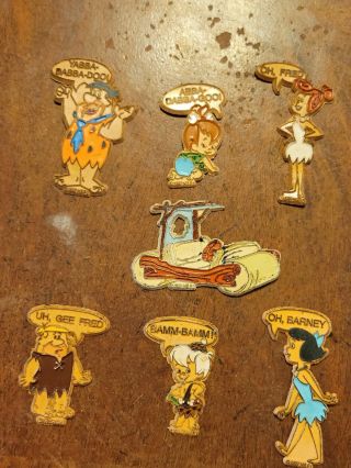 Rare Vintage Kitchen Magnets Flintstones Set