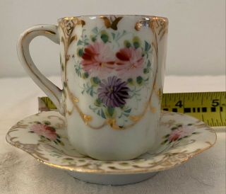 Antique Floral Mini Tea Cup And Saucer