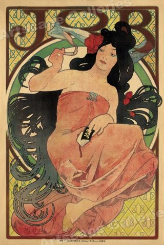 1898 Alphonse Mucha Job Rolling Papers Classic Art Poster Print - 24x36
