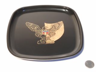 Vintage Couroc Of Monterey Inlaid Wood And Brass American Eagle Tray 8.  5”