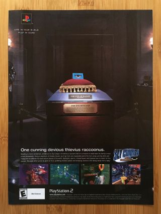 Sly Cooper And The Thievius Raccoonus Ps2 2003 Print Ad/poster Official Game Art