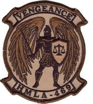 4 " Marine Corps Hmla - 469 Vengeance Helicopter Squad Tan Embroidered Jacket Patch