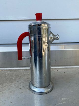 Art Deco Chrome And Red Bakelite Handle Cocktail Shaker