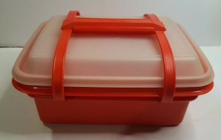 Vintage Tupperware Pak N Carry Lunch Box 1254 Paprika Orange Set W/ All Lids