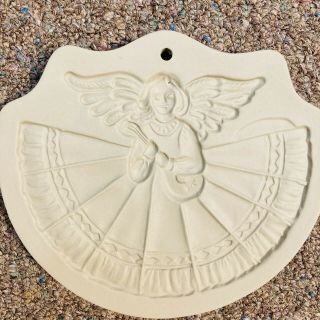 Christmas Angel W Lute Cookie Press Mold Brown Bag Paper Art 1994 Hill Design