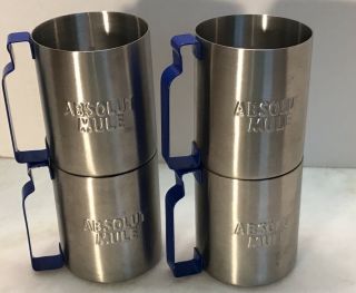 Set Of 4 Absolut Mule Vodka Stainless Steel Mugs