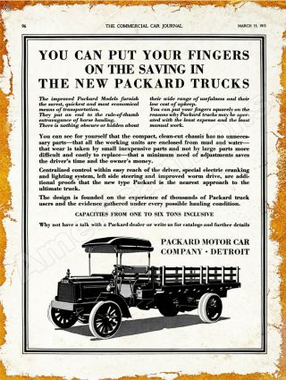 1915 Packard Motor Car Co.  Trucks Metal Sign: Detroit,  Michigan