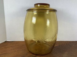 Vintage Amber Glass Mushroom Canister/cookie Jar