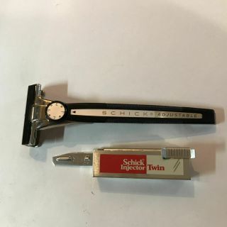 Vintage Razor - - Schick Injector " Number Adjustment 1 - 8 " Dial With Blades {m - 41}