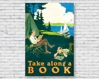 1910 Take Along A Book Poster,  Vintage Read Posters,  Read Posters For Classroom