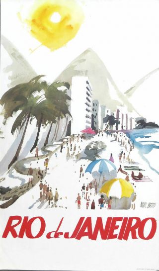 Noal Betts Rio De Janeiro Beach Vintage Poster 38 X 22 - 1/4