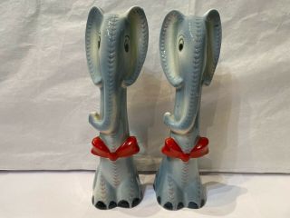 Vintage Ceramic Elephants Salt & Pepper Shakers 7.  5 " Tall Made In Japan
