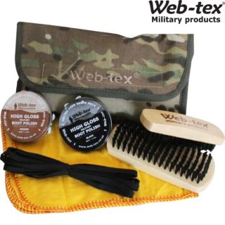 Web - Tex Boot Care Kit Camo Pouch Black & Brown Polish Brushes Laces Multicam Mtp