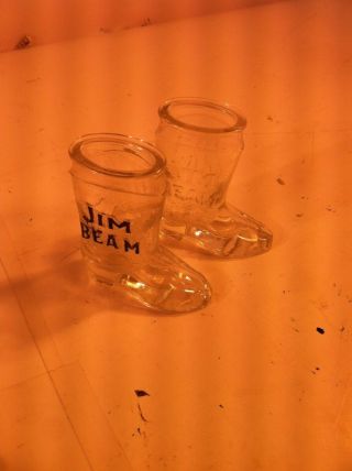 (2) Jim Beam Whiskey Boot Shot Glasses - - Western / Cowboy - - - - -