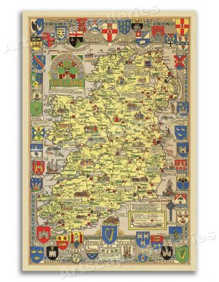Historical Map Of Ireland - Vintage Style Map - 24x32