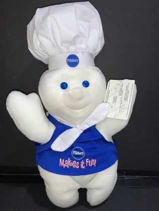 Pillsbury Doughboy Giggling Plush Doll.  16 " Tall.  1998.  Makes It Fun Apron
