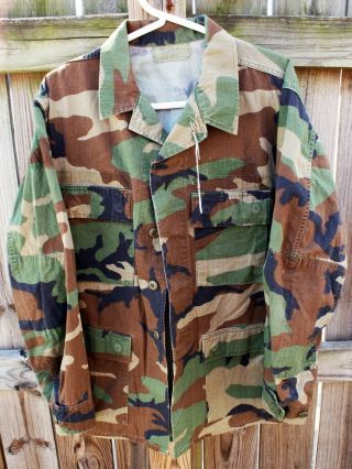 Vintage Us Army Woodland Camo Shirt Size Medium Regular