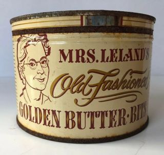 Vintage 1956 Mrs Leland,  S Old Fashioned Golden Butter Bits Tin