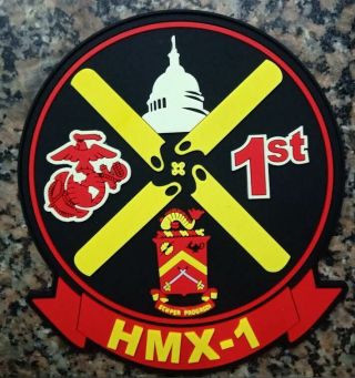 4 " Marine Corps Hmx - 1 Marine One Helicopter Squad Hook Loop Pvc Jacket Patch