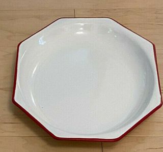 Vintage White With Red Trim Enamelware Rectangular Turkey Platter 10 " X 14 "