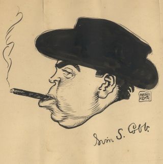 Herb Roth Cartoon Art Of Irvin S.  Cobb—signed By Roth And Cobb,  1930s