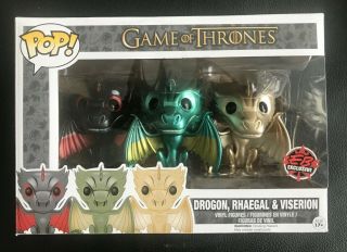Funko Pop Game Of Thrones Drogon,  Rhaegal & Viserion (metallic) Dragons 3 - Pack