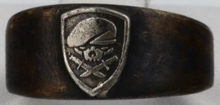 Special Force Shock Troops Assault Bronze Ring Sterling Silver Skull Sword Knife