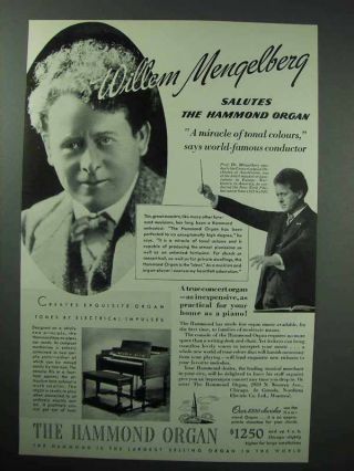 1937 Hammond Organ Ad - Willem Mengelberg