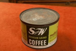 S&w Regular Grind Coffee Tin Can W/lid (d2r) 1 Pound Mellow 
