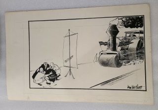 1960s Og Newton Pratt Signed Political Cartoon,  Barry Goldwater Gop Moderates