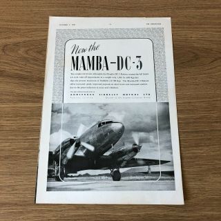 (sta28) Advert 11x8 " Armstrong Siddeley Motors Ltd,  Introducing The Mamba - Dc - 3