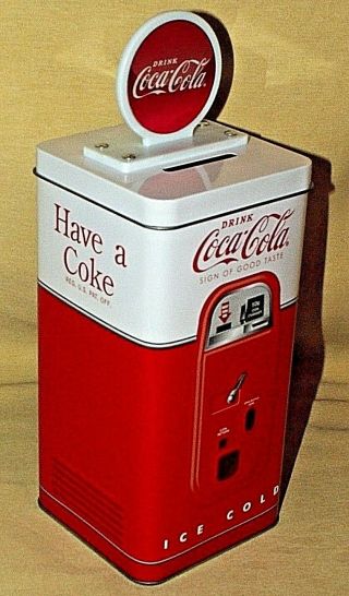 Coke Bank Coca Cola Tin Box Vending Drink Machine 2012 Tin Co Coin Piggy