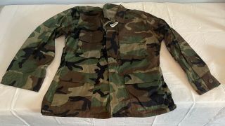 Us Military Issue Woodland Camo Bdu Combat Shirt Jacket Medium Regular