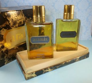 Vintage Aramis After Shave And Cologne 2 Bottles Ea 2 Fl Oz Gift Box 1980s 1990s