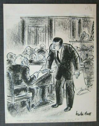 1960s Og Newton Pratt Signed Political Satire Cartoon Kennedy I 