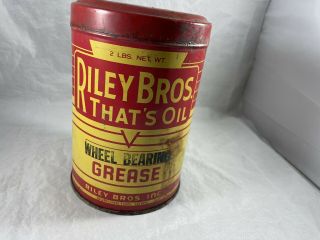 Vintage Riley Bros 2 Pound Wheel Bearing Grease Can Burlington Iowa " That 