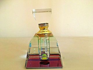Obelisk Art Deco Style Faceted Iridescent Glass Perfume Bottle With Dipper21/533