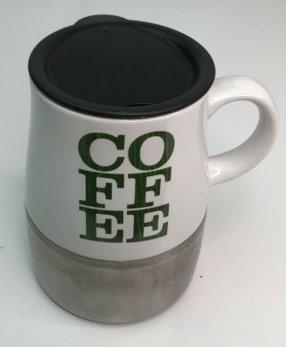Starbucks Coffee 2006 Ceramic Stainless Steel Travel Mug Cup Tumbler 14oz White
