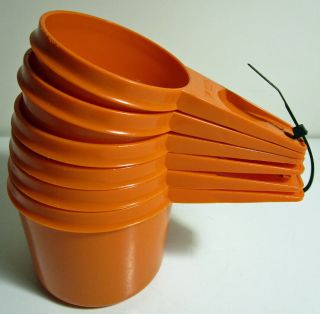 Vintage Tupperware Set 6 Nesting Burnt Harvest Orange Measuring Cups