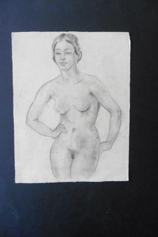 Dutch School Ca.  1910 - Study Of A Female Nude - Charcoal Drawing