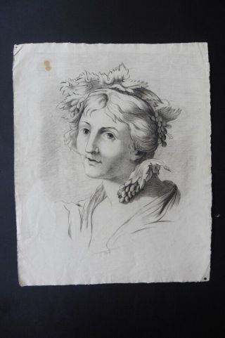French Neoclassical School Ca.  1800 - Fine Portrait Of A Woman - Charcoal