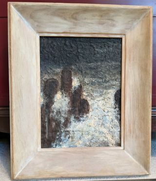Vintage Mcm Heavy Impasto Oil Painting Brutalist Storm At The Shore Painting