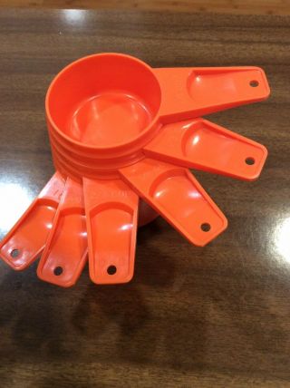Vintage Tupperware Measuring Cups Complete Set Of 6 Autumn Harvest Orange 1970s