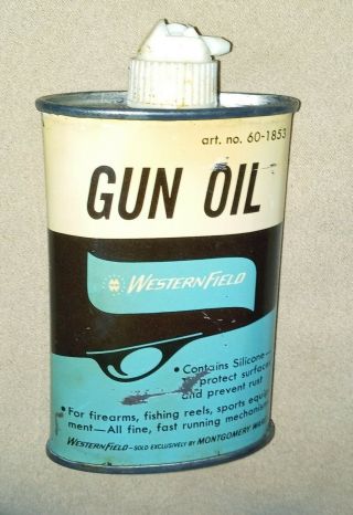 Vintage Handy Oil Can Montgomery Wards Westernfield Gun Oil 3 Oz.  Can