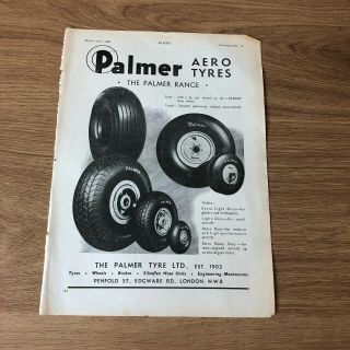(sta91) Advert 11x8 " Palmer Aero Tyres - The Range From Glider To Largest Liner