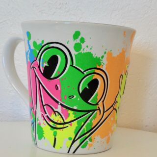 Rare Rainforest Cafe Frog Mug Colorful Paint Splatter Collectible Coffee Cup